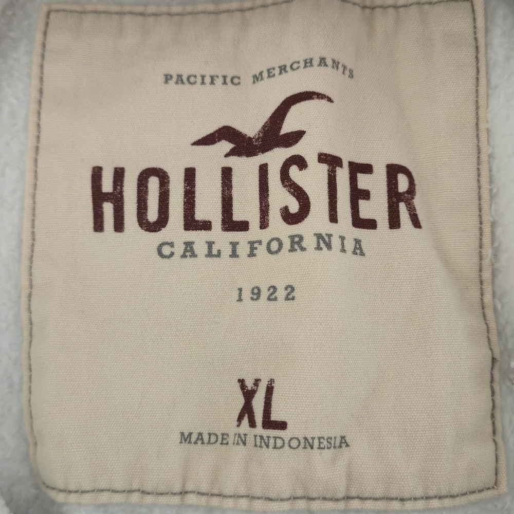 Hollister Size XL White Blue Graphic Seagull Sleeve Logo Pullover Hoodie Y2K - Picture 3 of 11